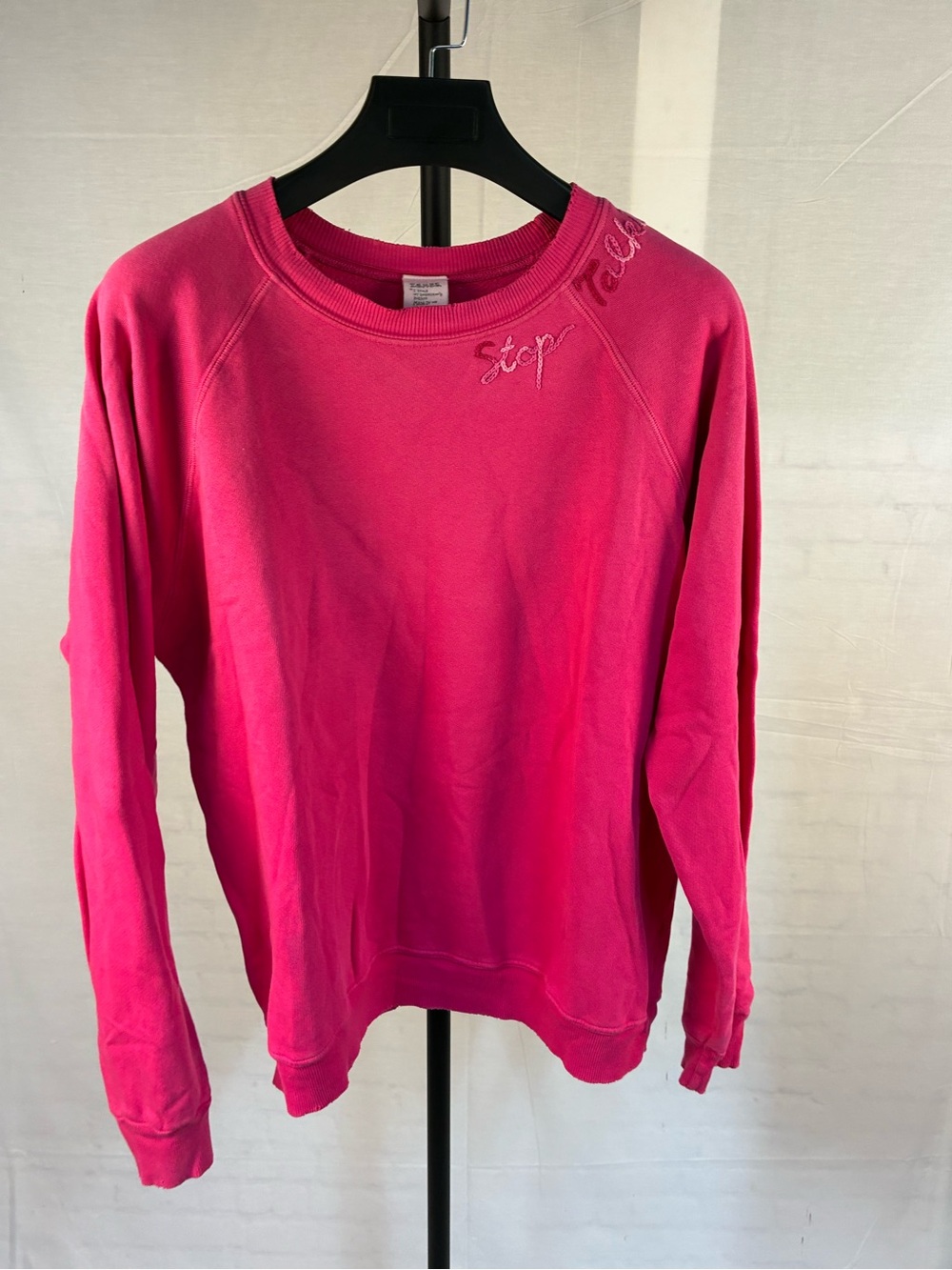 ISMBS Pink Stop Talking Embroidered Sweatshirt L